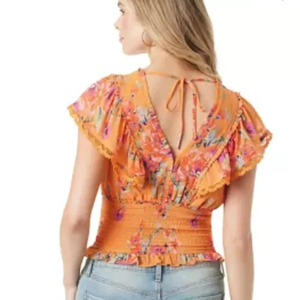 Jessica Simpson Lilianna floral print smocked tie back